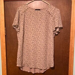 Tan Flutter Sleeve Relaxed Blouse